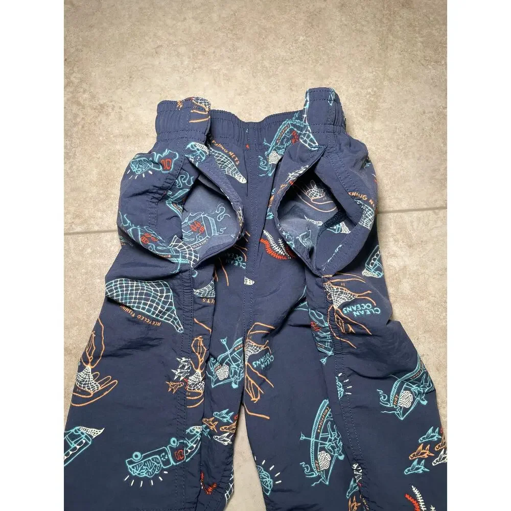 Patagonia Boys' Baggies Swim Shorts Trunks Sz L Blue Ocean Fish Gorpcore Outdoor
